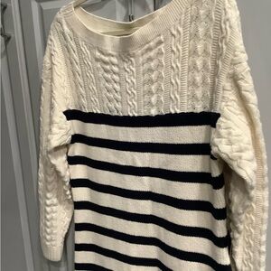 Express Ivory and Black Cable Knit Sweater NWT